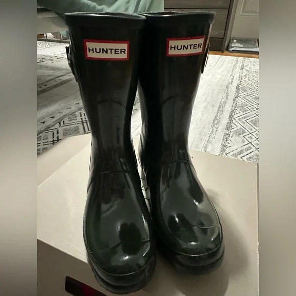 ☔️Hunter Dark Olive Gloss Boots - Picture 5 of 10